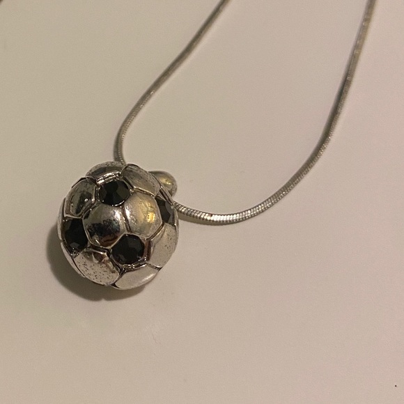 Silver Soccer Ball Necklace - Picture 2 of 5